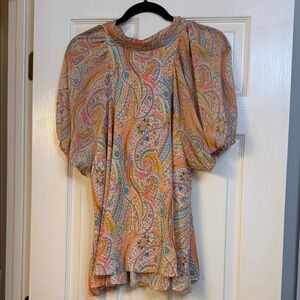entro Multicolor Paisley Puff-Sleeve Blouse